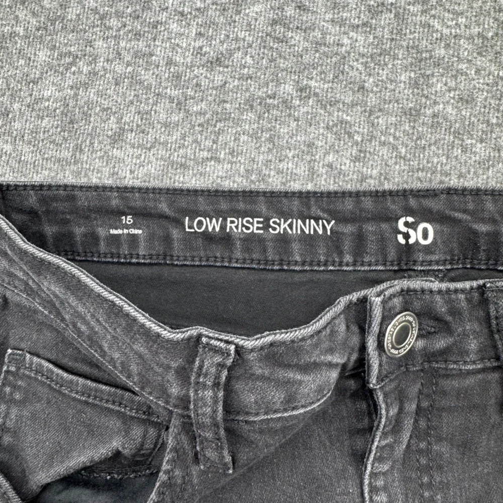 SO Womens High Rise Skinny Jeans Black Wash Stretch Denim Size 15 Casual  y2k
